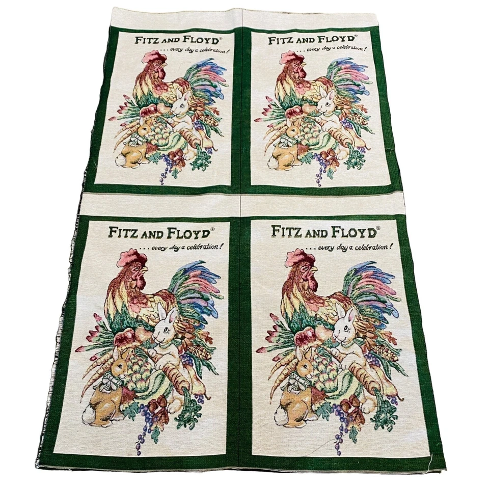 Fitz & Floyd Rooster 兔子 兔子 Crafters 未完成挂毯织物 4 件 — 第 1/1 张图片