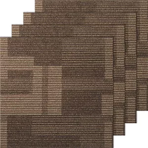VEVOR Carpet Tile Floor 24pcs Squares w/Padding Attached 20"x 20"Mixed Brown - Picture 1 of 12