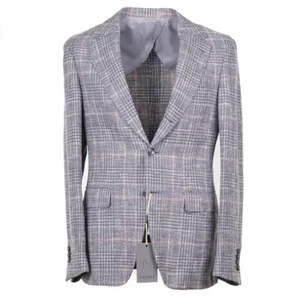 Canali Gray-Pink Check Soft Woven Wool-Linen-Cotton Sport Coat 38L Long NWT - Picture 1 of 9