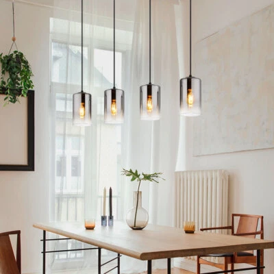 NOWA Pendelleuchte Hängelampe Esszimmerlampe Glas Wohnzimmerlampe rauchfarben H 120cm