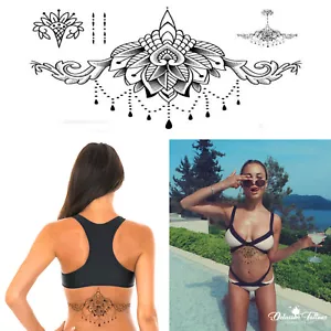 Mandala Temporäres Tattoo Groß Henna Arabisch Underboob Rücken Brust Body Art - Bild 1 von 8