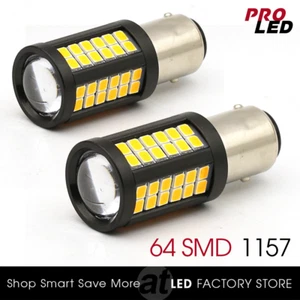 2X 1157 Amber Yellow 68SMD Turn Signal Blinker Brake LED Light Bulbs 1130 1142 - Bild 1 von 9