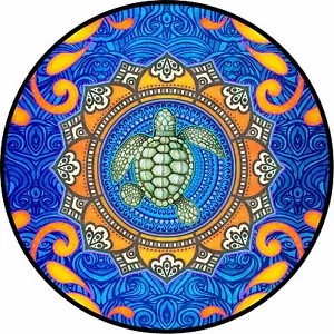 Mystical Sea Turtle Spare Tire Cover -Add tire size in NOTES during checkout - Foto 1 di 5