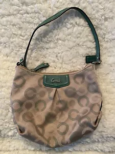 Coach Small Beige Tan Crossbody Bag Purse Pink Or Light Purple Lining - Picture 1 of 7
