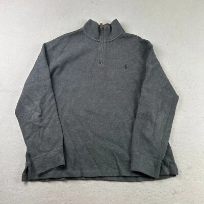 Polo Ralph Lauren Sudadera Para Hombres XL Gris 1/4 Cremallera Cuello Simulado Pullover Suéter Foto 1 de 4