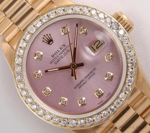Rolex President Lady 18k Gelbgold 26mm Uhr - Diamant Lünette - Pink Diamond Dial - Bild 1 von 7