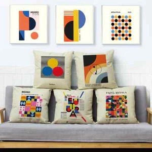 Nordic Cushion Cover Bauhaus Minimalist Abstract Color Block Pillowcase - Picture 1 of 49