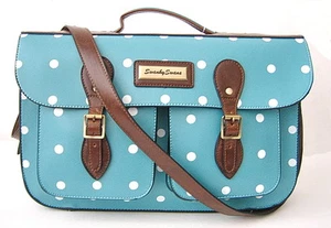 NWT SWANKYSWANS Girls Bertie Polka Dot Satchel /School Bag Blue/White - Picture 1 of 11