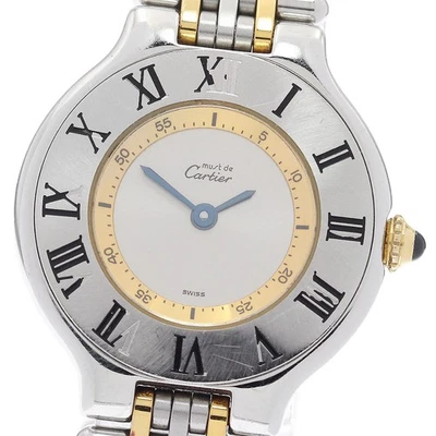 Reloj de cuarzo para dama CARTIER Must 21 W10075F4 esfera plateada_894760 Foto 1 de 4