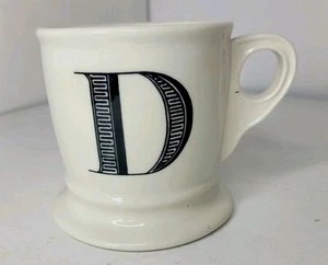 Anthropologie Letter D Monogram Initial White Black Mug Coffee Cup 14 oz - Picture 1 of 9