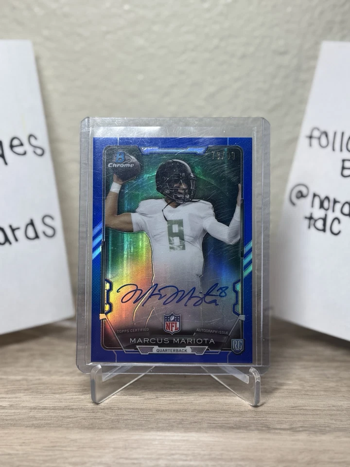MARCUS MARIOTA 2015 BOWMAN CHROME BLUE REFRACTOR ROOKIE RC AUTO /99 - Image 1 of 3