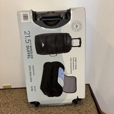 High Sierra Black 21.5” Wheeled Duffel Bag Drop Bottom Black Carry On Bag - Image 1 of 4