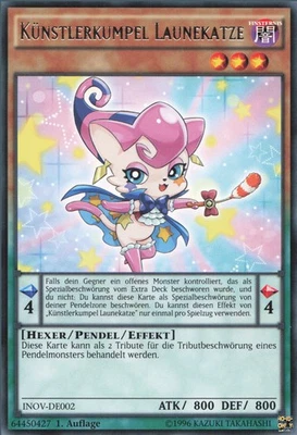 YuGiOh Künstlerkumpel Launekatze INOV-DE002 Rare NM 1st - Bild 1 von 2