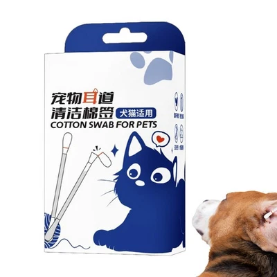 50 piezas hisopos líquidos desechables para limpieza de mascotas - hisopos de algodón 2 en 1 oreja de gato y perro Foto 1 de 4