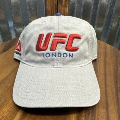 Sombrero Reebok UFC London Gris Rojo Azul Ajustable Papá Nueva Muestra Raro Foto 1 de 3