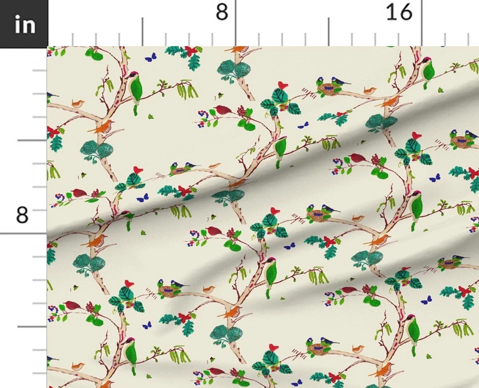 Pintura de coro del bosque de plantas y animales tela de algodón estampada por yarda Foto 1 de 4
