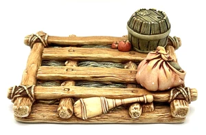 SCHÖNE PENDELFLOSSE HANDGEFERTIGTES STEINKUNSTFLOß mit PADDELFASS SACK Display ENGLAND - Bild 1 von 6