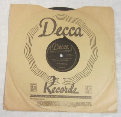 MILTON BROWN 78 -- Decca 46002 -- BRING IT ON DOWN TO MY HOUSE HONEY + Ida Sweet Foto 1 de 2