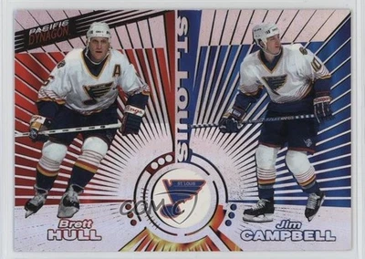Pacific Dynagon Tandems Brett Hull 1997-98 Jim Campbell Grant Fuhr #18 Salón de la fama Foto 1 de 2