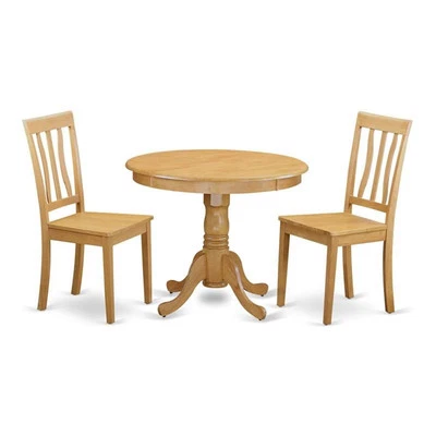 Juego de mesa de cocina East West Furniture antigua de madera tradicional de 3 piezas en roble Foto 1 de 4