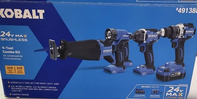 KOBALT  4 Tool 24 Volt Max Brushless Power Tool Combo Kit- - Image 1 of 4