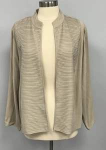 NWT Eileen Fisher Silk Georgette Pintuck Jacket XL Mandarin Collar Dove Taupe - Bild 1 von 10