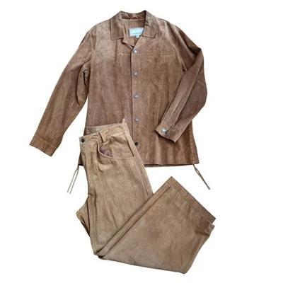 De Colección Wilsons Cuero M Julian Hombres Cachemira Gamuza Camisa Chaqueta Pantalones Conjunto L/36 Marrón Foto 1 de 4