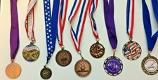 Lot Of 45 Metal Girls Gymnastics Medals with Ribbons