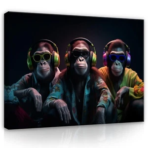 Leinwandbild Abstrakt Drei Affen Modern Wohnzimmer Leinwand Bilder Wandbilder - Bild 1 von 7