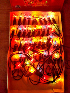 Ancienne Guirlande Électrique Lumineuse de Noël 50 lampes   clignotantes