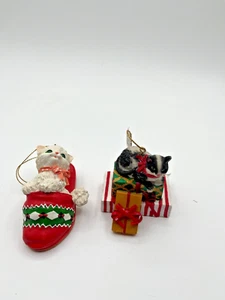 Set of 2 Kitten Cat Christmas Ornaments ! - Picture 1 of 9