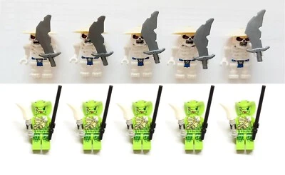 10 x Lego Figuren Ninjago Armee Skelett Skulkin Lasha Waffen Ninja Figur Zubehör