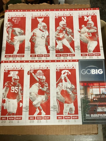 2021 Nebraska Cornhuskers Football FULL SEASON UNSEPARATED Tickets Cover