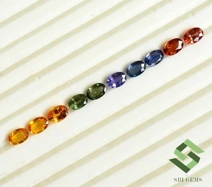 Natural Multi Sapphire Oval Cut 6x4 mm 6.03 Cts Lot 10 Pcs Calibrated Loose Gems - Picture 1 of 5