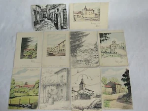 09F15 DESSINS DE GUERRE ORIGINAUX POILU SIGNÉS ET DATES 1939 FRANCE 1940 MEUSE - Picture 1 of 12