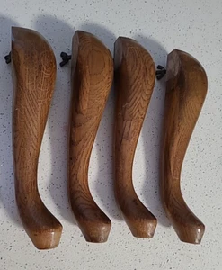 Wood Queen Anne Medium Tone table leg set of 4 W/metal Mounting Brackets ( - Picture 1 of 21