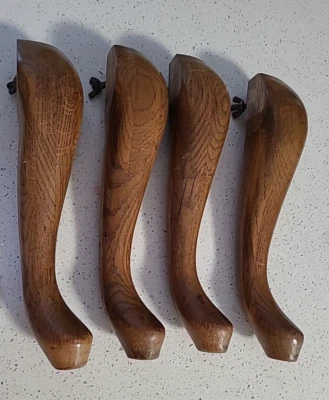 Деревянный стол королевы Анны среднего тона ножки набор из 4 с металлическими монтажными кронштейнами ( - Изображение 1 из 4