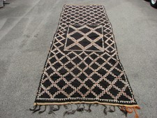 4'10" X 14'10" Antique Moroccan Hand Woven Rug Mid Century Modern Runner Rug