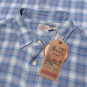 Faherty NWT Casual Button Down Shirt Size XL in Blue Plaid Cotton Blend - Picture 1 of 10