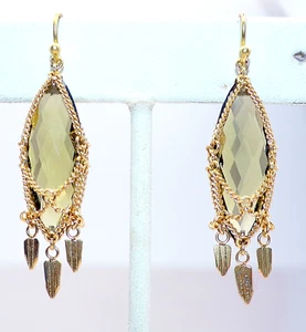 Beautiful ANTHONY NAK Signed 18K YELLOW Gold DROP DANGLE Gemstones HOOK EARRINGS - Picture 1 of 8