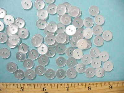 400 pc  2-Hole 7/16" (Line 21) Clear White Round Button - Weber Buttons - Image 1 of 2