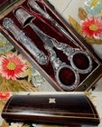 Antique French Napoleon III (Victorian) Era Sterling Silver Sewing Tools in Box