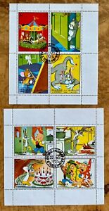 Osiem (8) vintage znaczków CTO Tom and Jerry & Looney Tunes z SHARJAH 1972