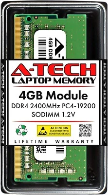 A-Tech PC4-19200 DDR4 2400MHz Memory RAM - 4GB Laptop RAM Memory Module - Image 1 of 3