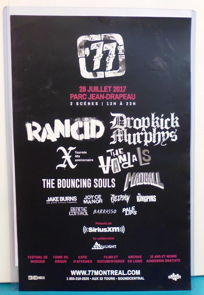 '77 MONTRÉAL Quebec punk rock 2017 Rancid Dropkicks Murphys CONCERT POSTER SHOW  - Image 1 of 3