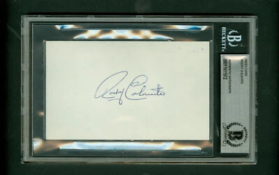 Rocky Colavito Autographed Index Card Beckett BAS Authentic encased - Image 1 of 2