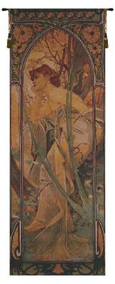 Mucha Soir Belgian Tapestry | Art Nouveau Wall Hanging with Lined Backing Foto 1 de 4