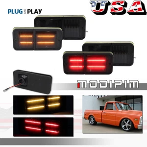 4x Smoked LED Front & Rear Side Marker Lights For 68-72 Chevrolet GMC C/K Truck - Picture 1 of 14