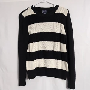 Chaps Womens Sweater S/P/CH Black/White Long Sleeve Round Neck Pullover Knit - Picture 1 of 4