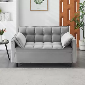 Modern Velvet Loveseat Futon Sofa Couch Pullout Bed,Small Love Seat Lounge Sofa - Picture 1 of 10